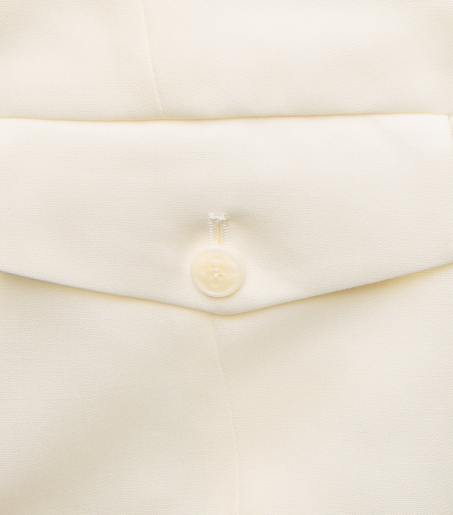 Casablanca Mens Wool Pleated Wide-Leg Trousers White Image 6