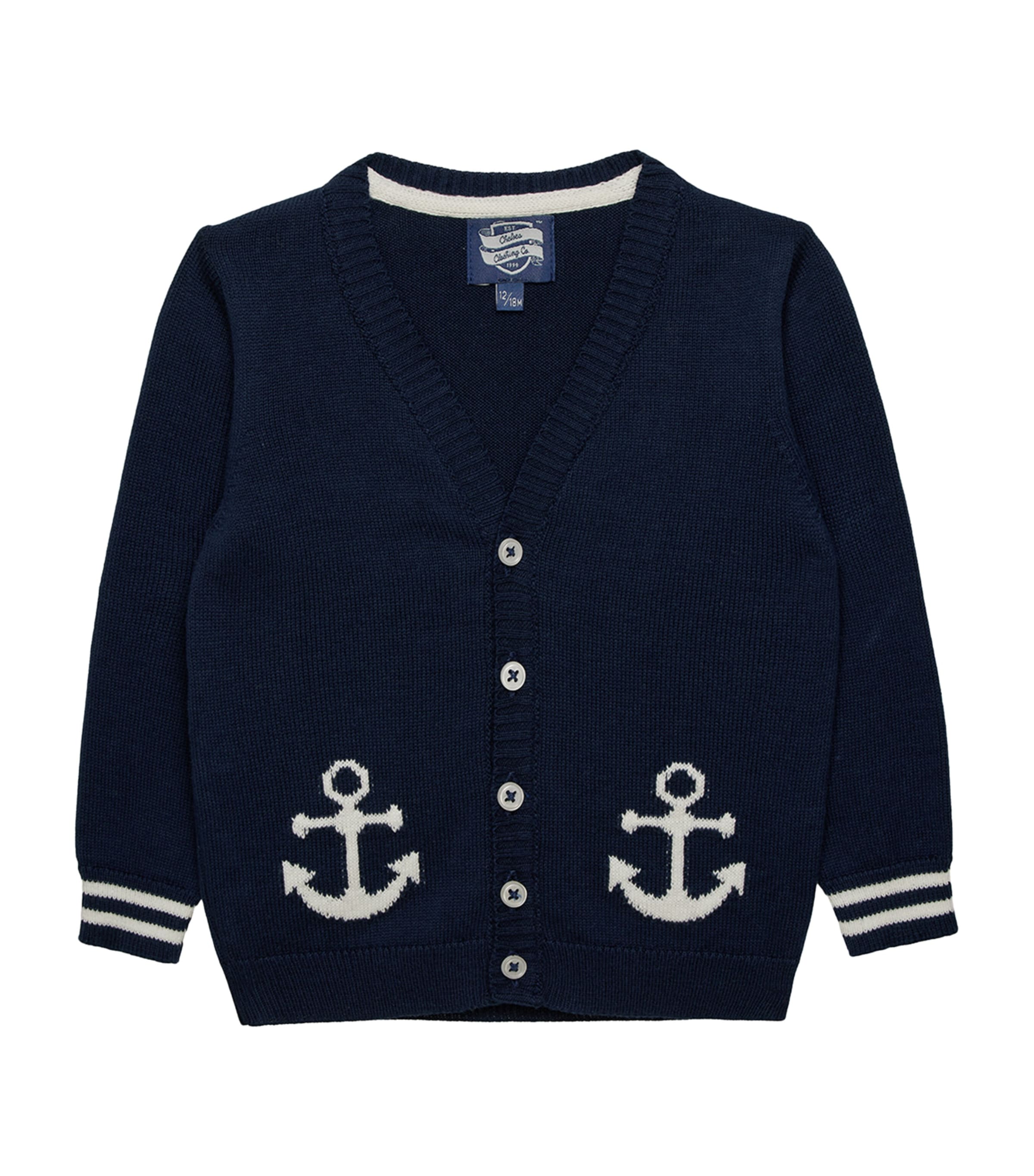 Trotters Anchor Cardigan (3-24 Months) Navy Image 1