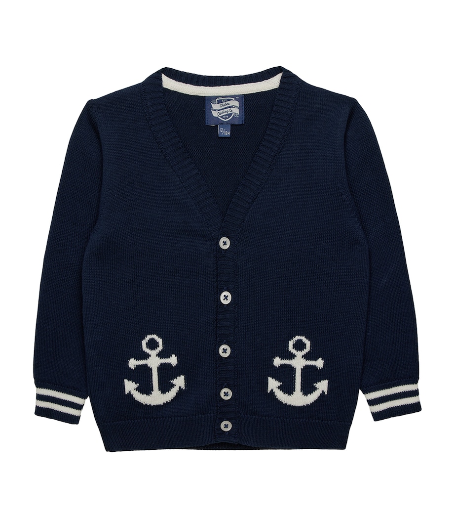 Trotters Anchor Cardigan (3-24 Months) Navy Image 1
