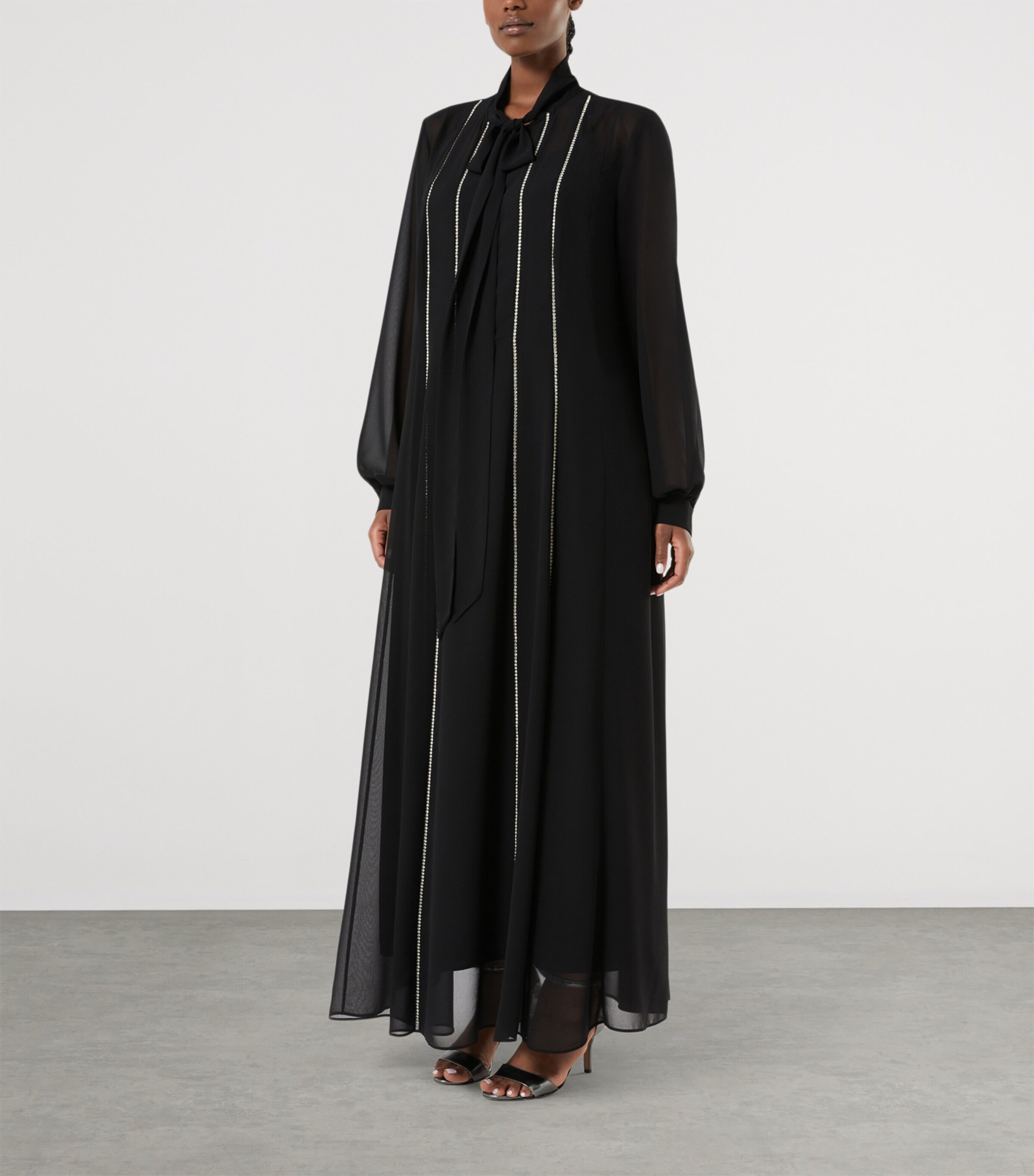 Marina Rinaldi Womens Embellished Pussybow Maxi Dress Black Image 2