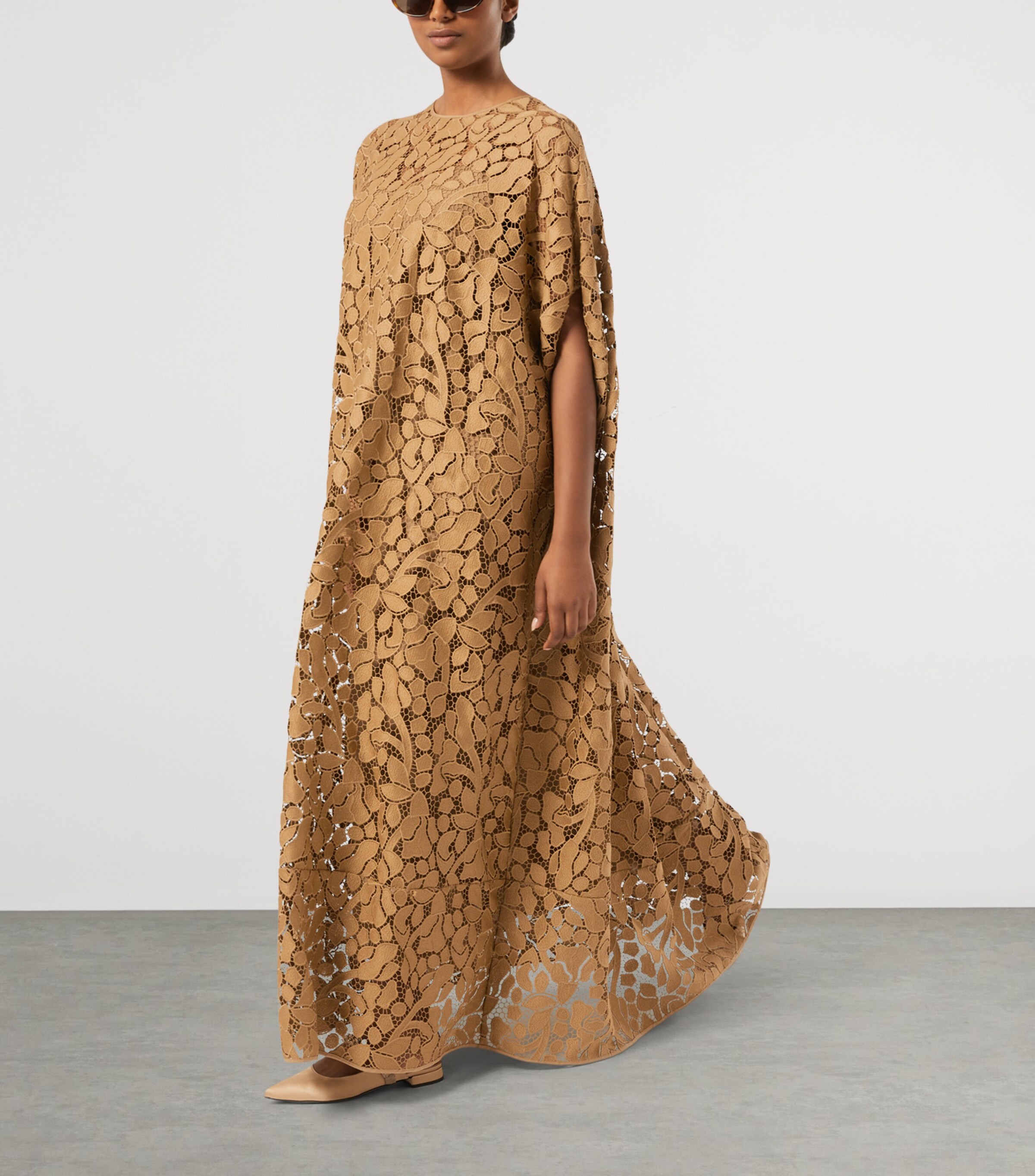Marina Rinaldi Womens Macramé Lace Maxi Dress Camel Image 4