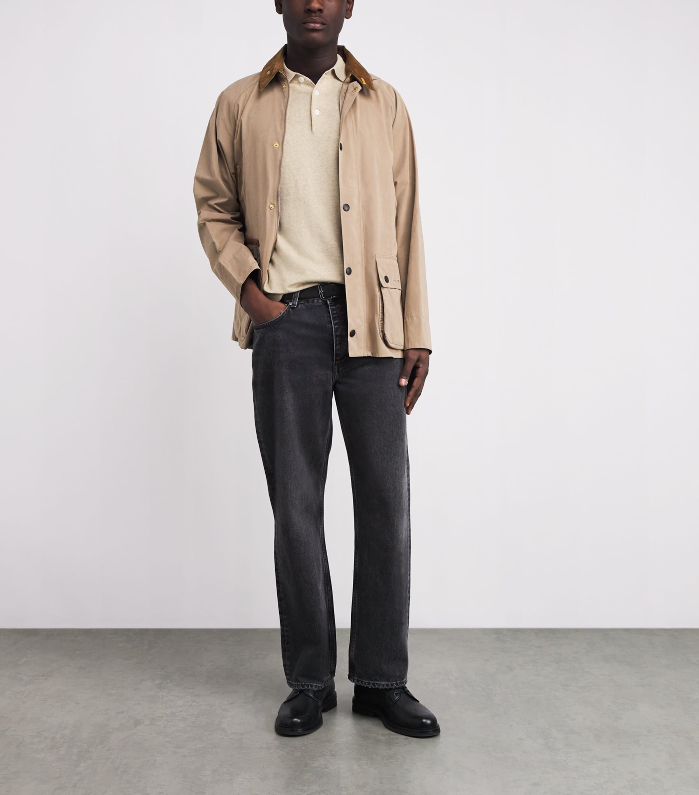 Cotton-Linen Logo Polo Shirt WASHED STONEST17 Image 2