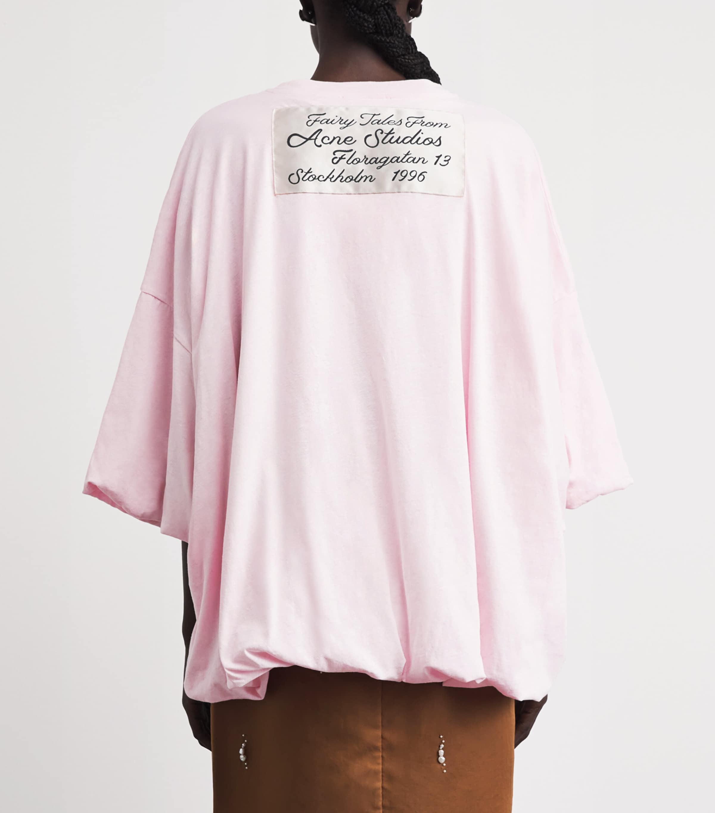 Acne Studios Womens Loose-Fit Cropped T-Shirt Baby Pink Image 5