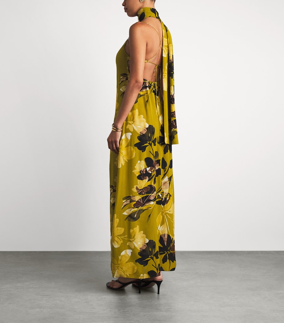 AWAY THAT DAY Womens St Tropez Maxi Dress Chartruse Flrl Prnt Image 4