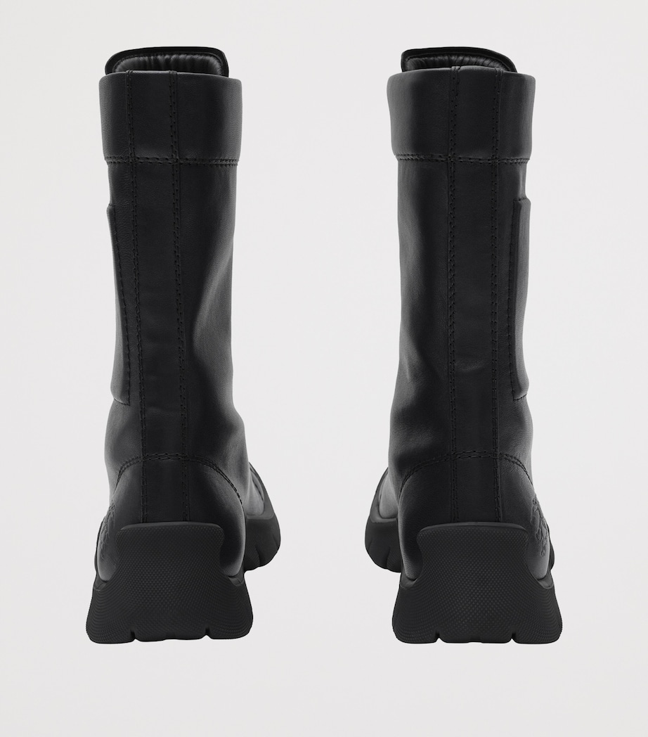 Burberry Leather Tone Lace-Up Boots Black Image 3