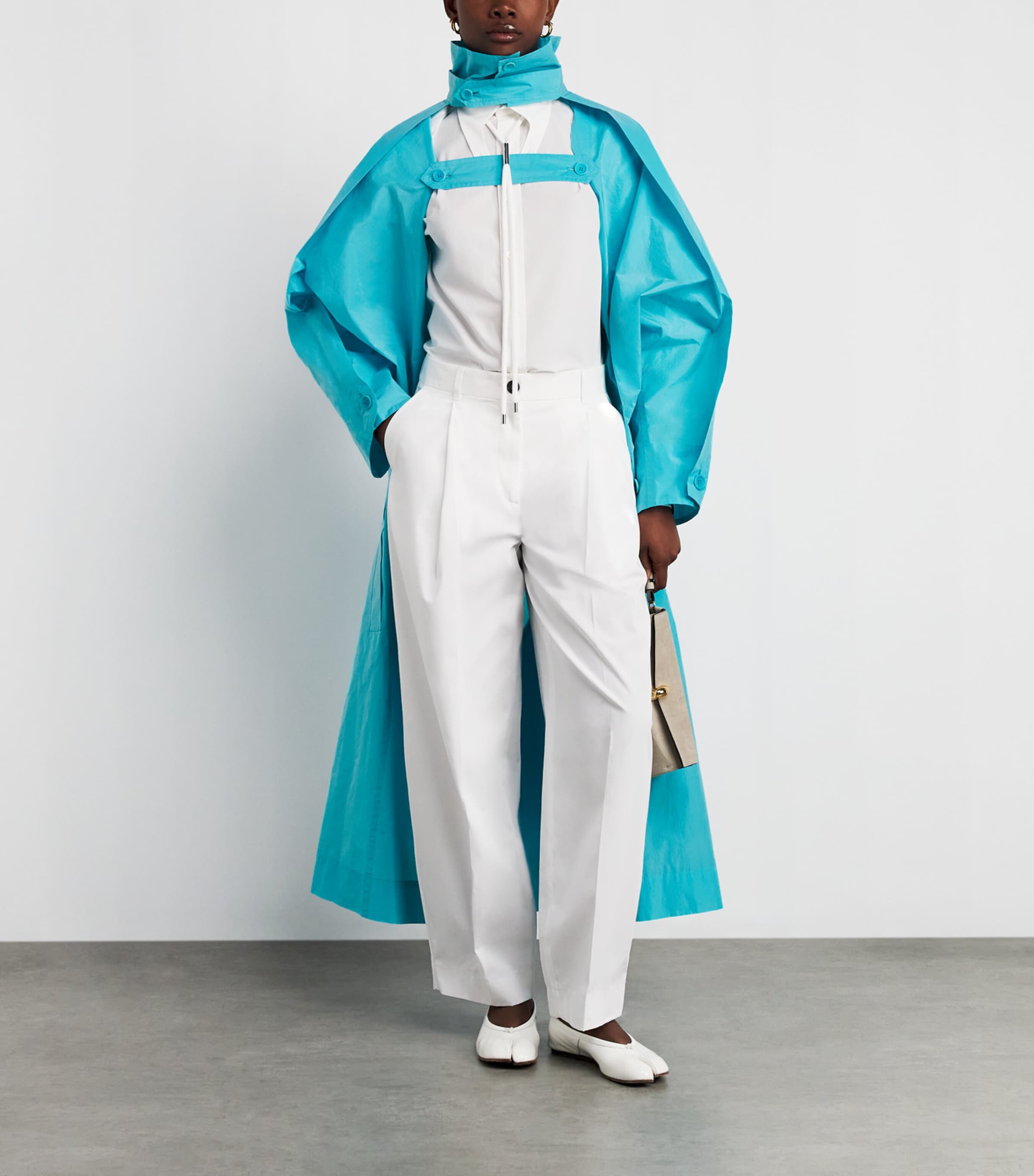 Issey Miyake Womens Correlation Trench Coat Light Blue Image 4
