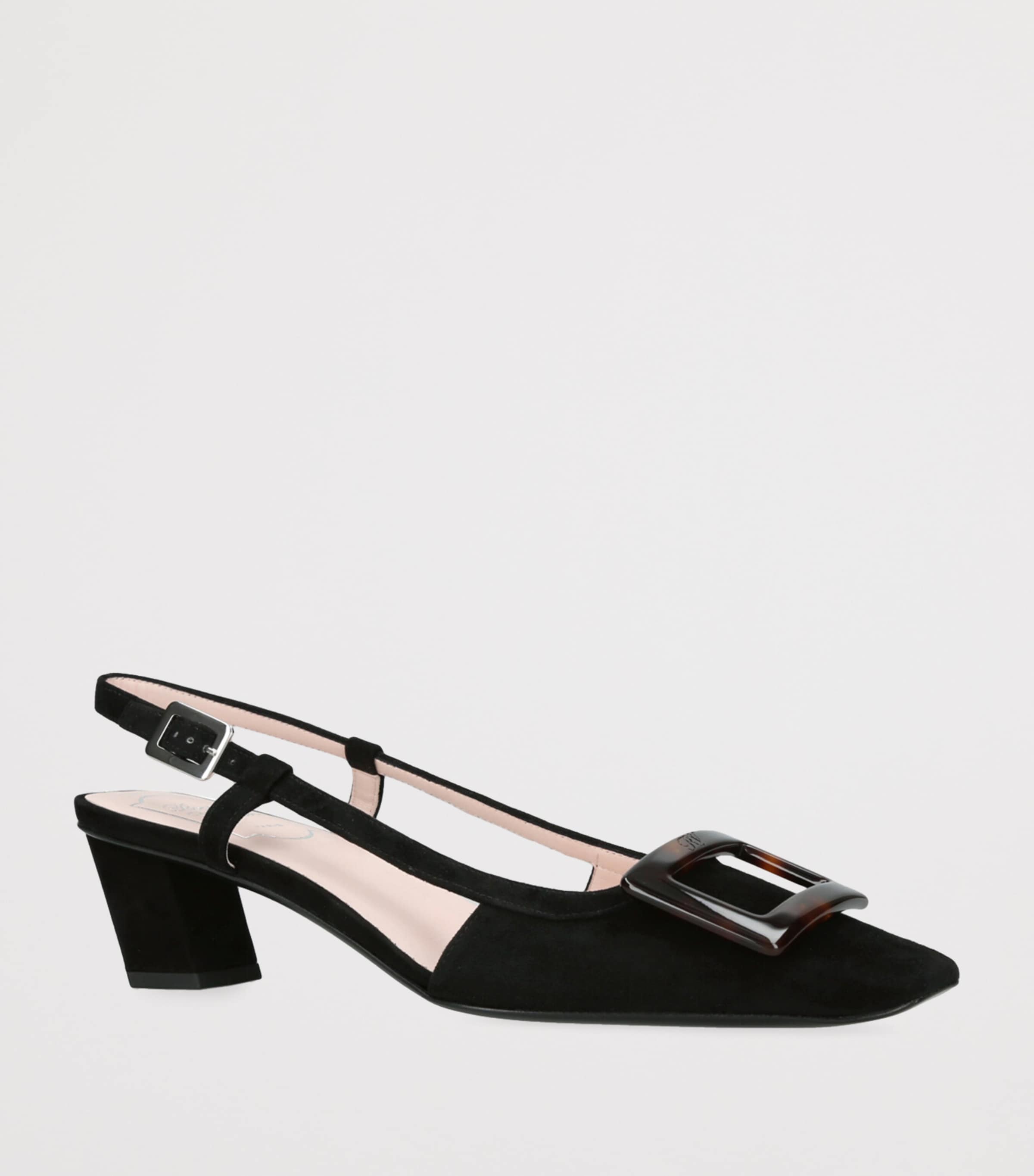 Suede Belle Vivier Slingback Pumps 45 BLACK Image 3