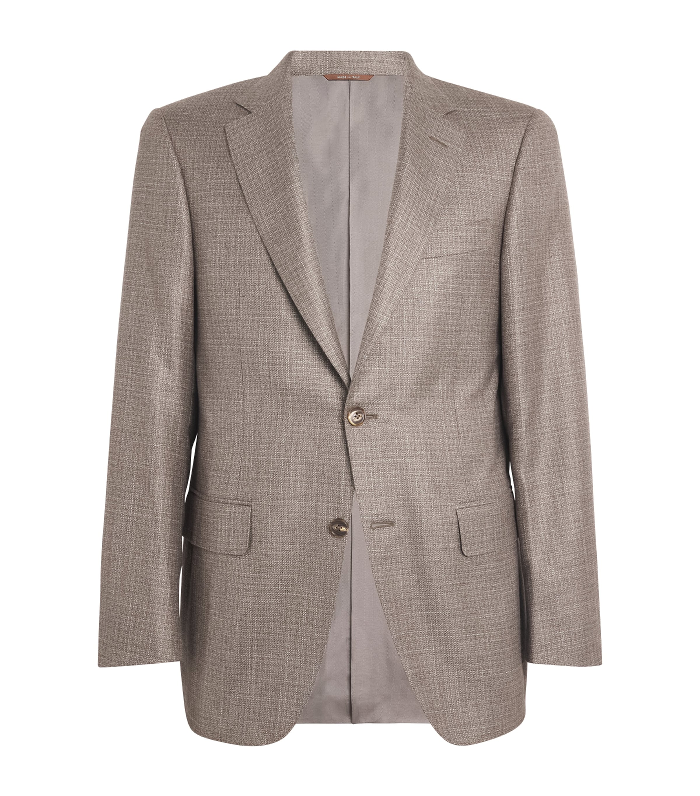 Canali Cashmere-silk Check Blazer In Brown