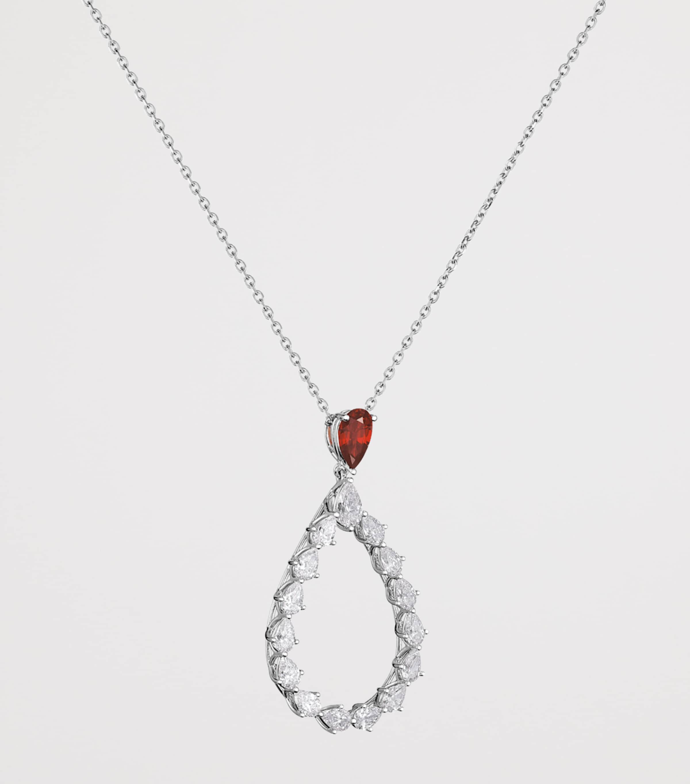 White Gold, Diamond and Ruby L'Heure du Diamant Necklace 18K WHITE GOLD Image 2