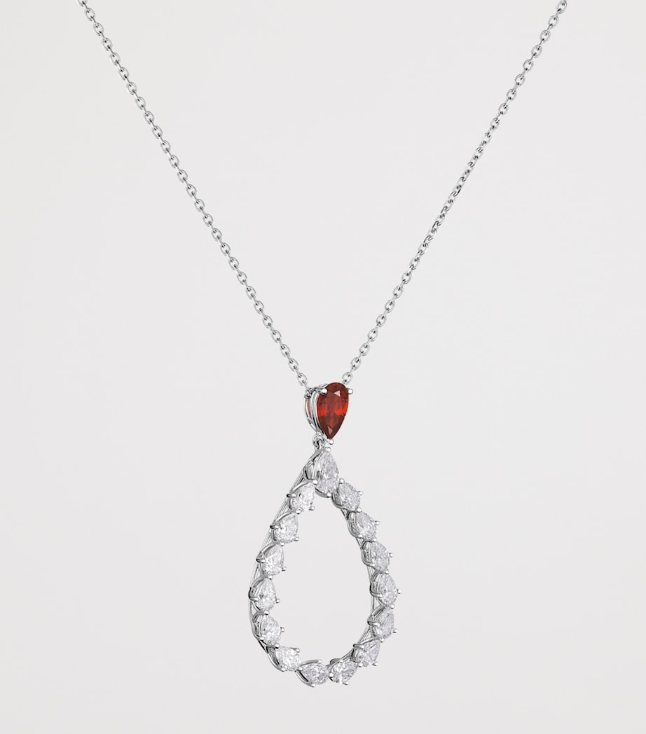 White Gold, Diamond and Ruby L'Heure du Diamant Necklace 18K WHITE GOLD Image 2