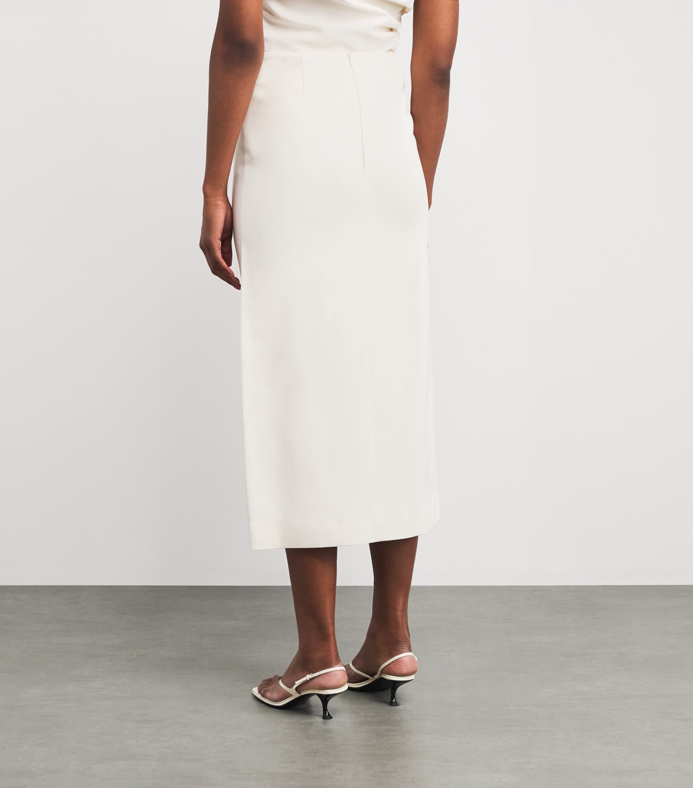 Satin Midi Skirt 112 OFF WHITE Image 4
