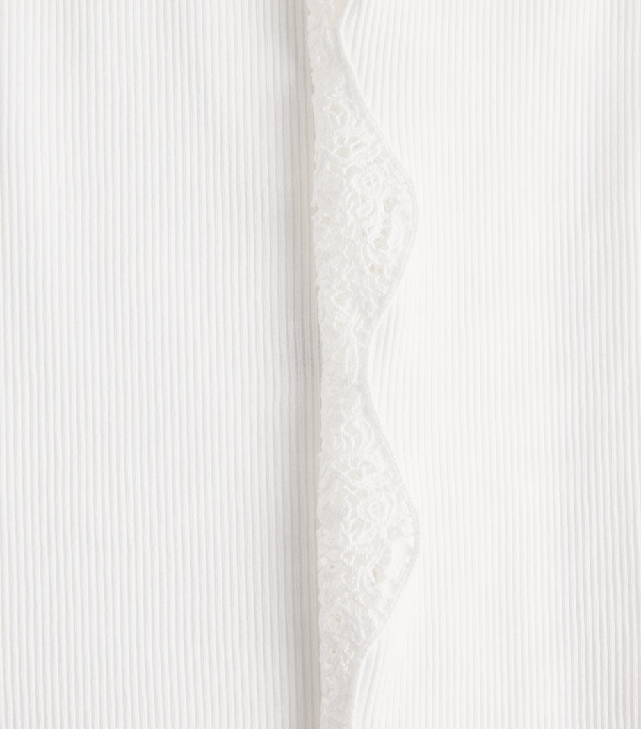 Sandro Paris Womens Cotton Lace-Trim Slim Tank Top White Image 6