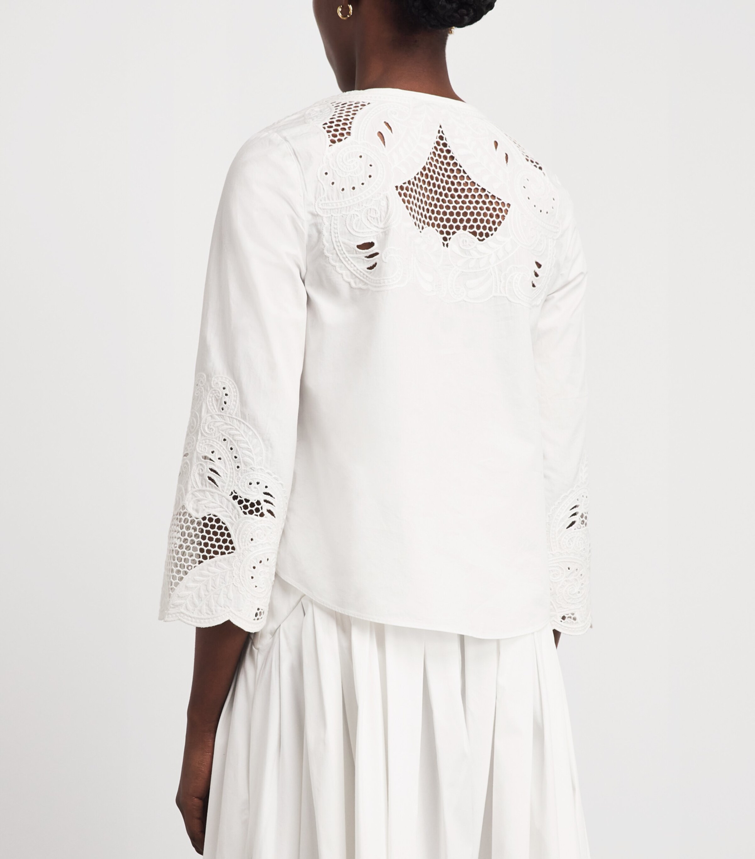 Veronica Beard Womens Cotton Suniva Blouse White Image 5