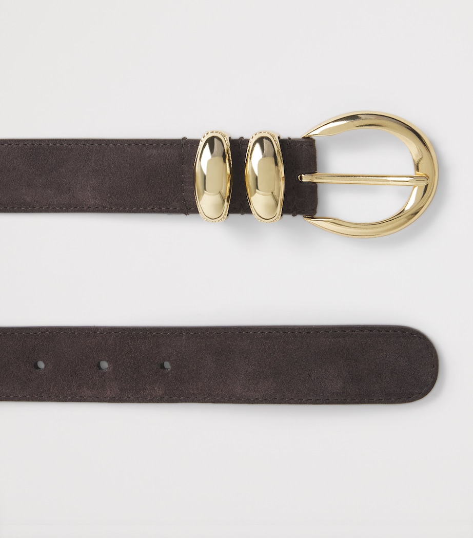 Sandro Paris Suede Buckle Belt Brown Image 3
