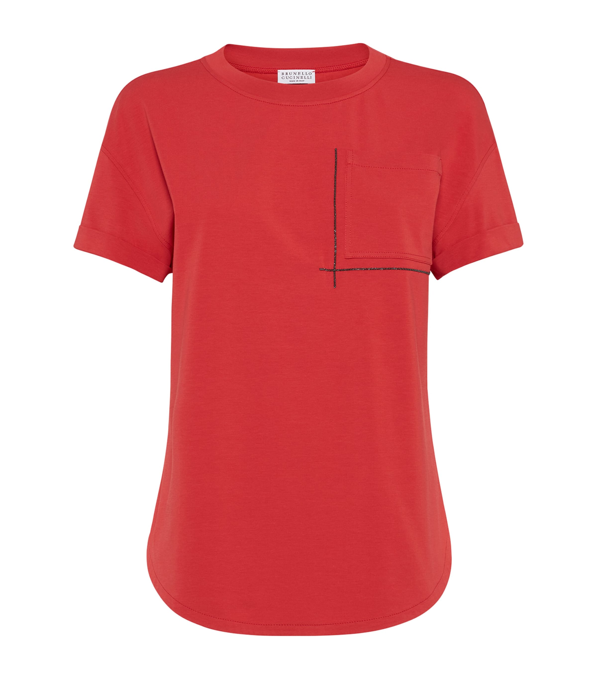 Brunello Cucinelli T-shirt Whit Embellishments In Red