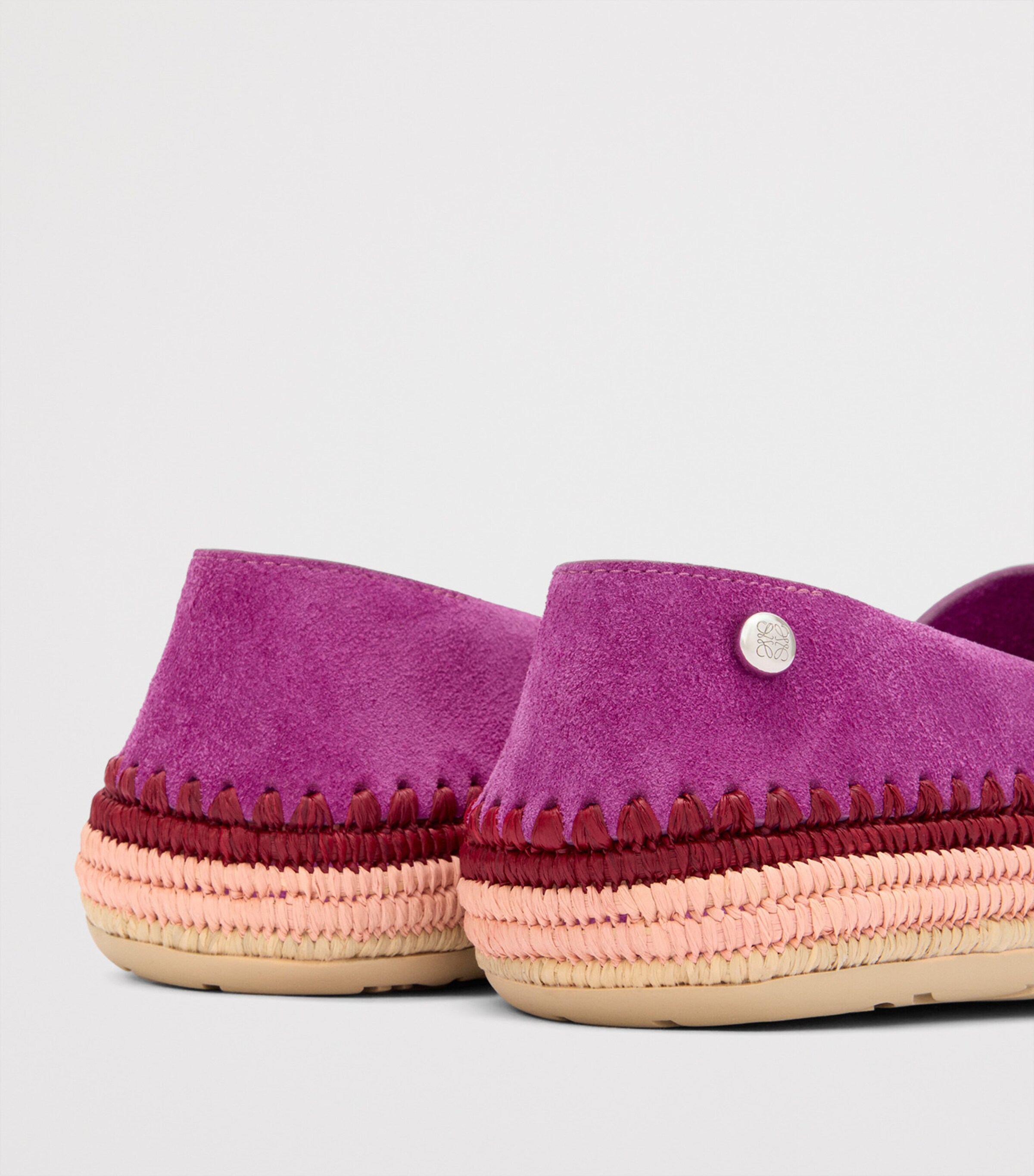 LOEWE x Paula's Ibiza Suede Raffia-Trim Rio Slippers Fuchsia Image 5
