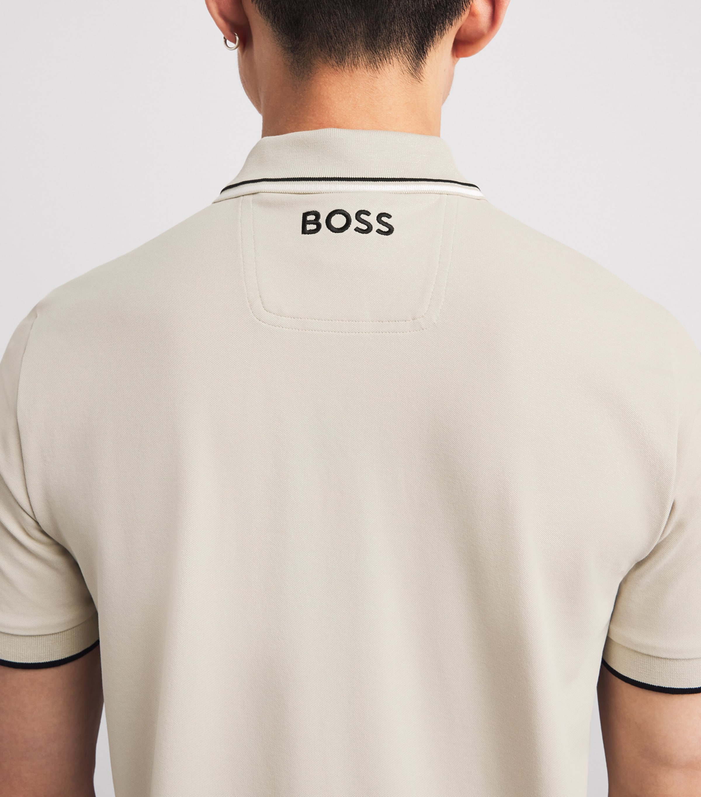 BOSS Mens Paddy Polo Shirt Light Beige Image 3