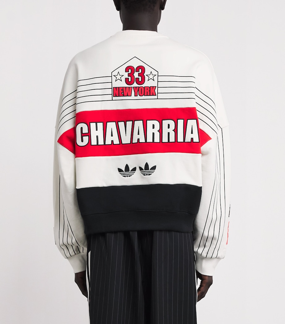 Willy Chavarria Mens x adidas Originals New York Baseball Sweatshirt White Image 5