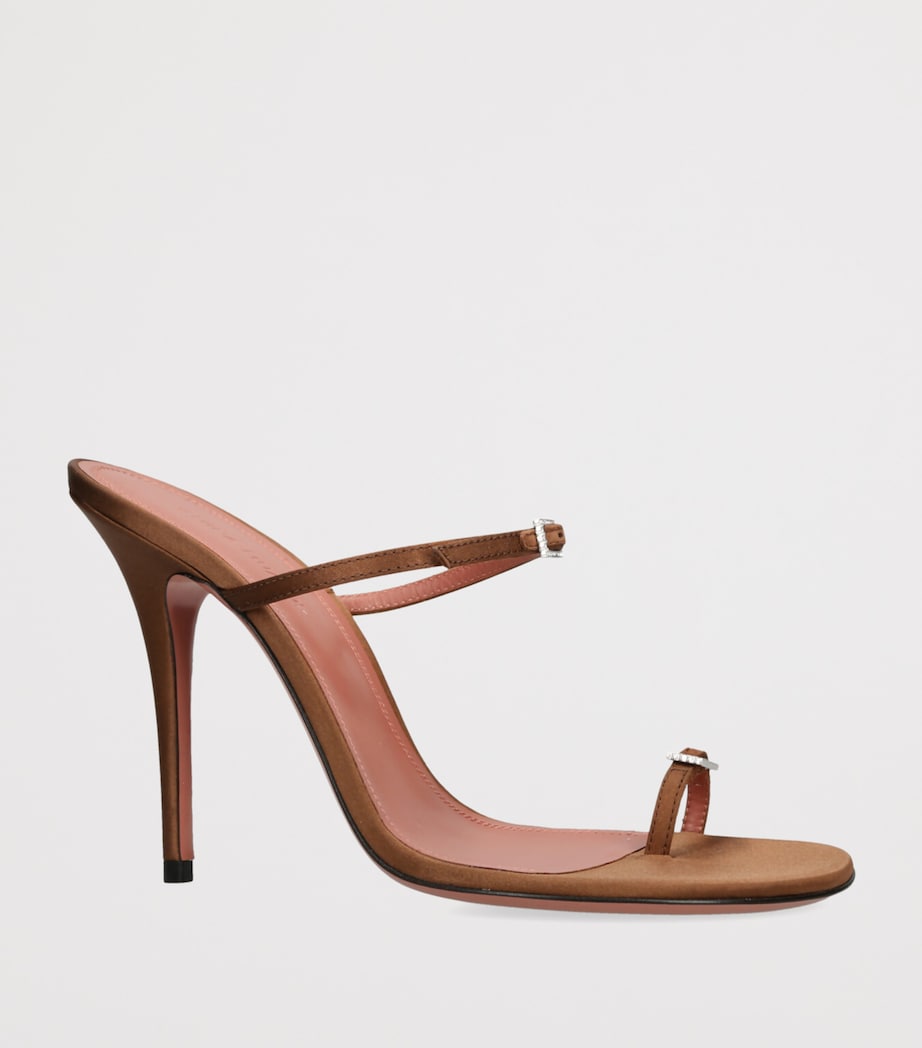 Satin Heeled Sandals 105 DARK BROWN Image 4