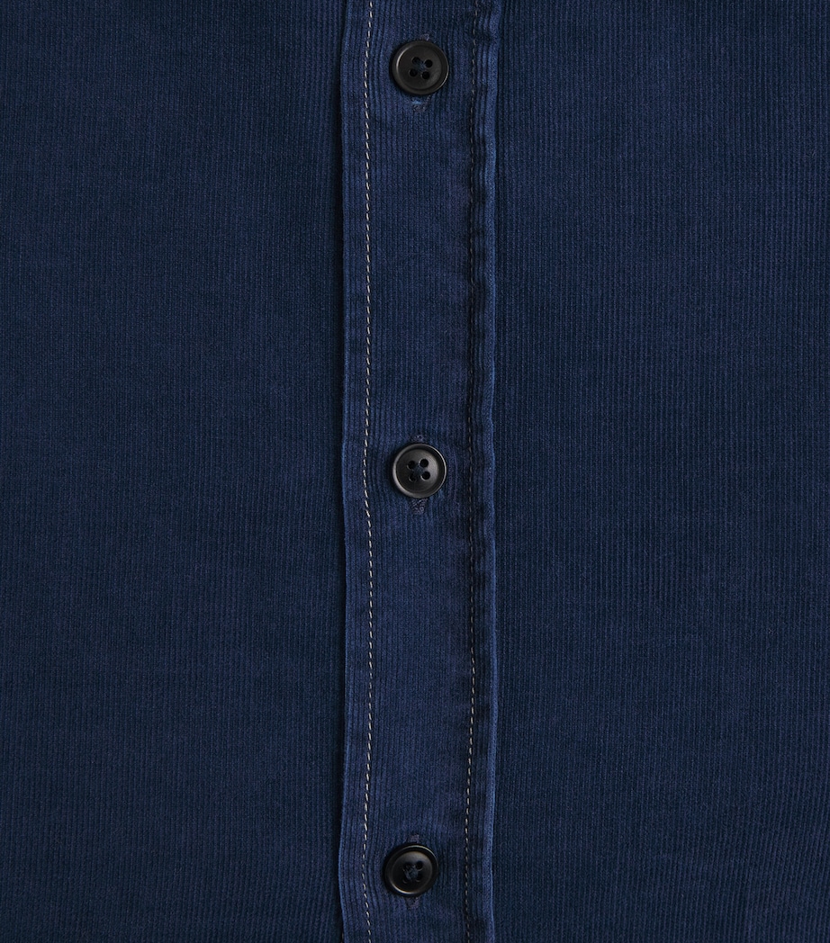 Oliver Spencer Mens Cotton Newson Cord Atlanta Shirt Indigo Blue Rinse Image 6