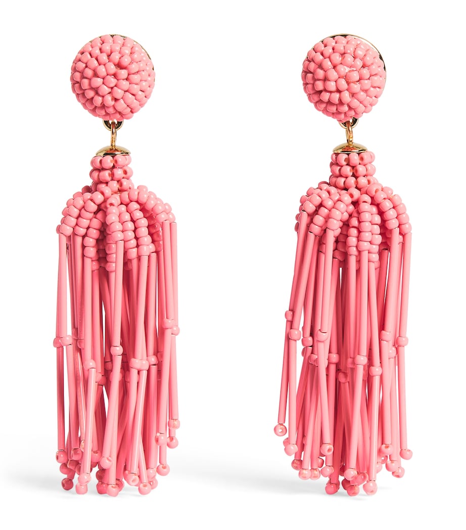 Carolina Herrera Beaded Tassel Drop Earrings Sunset Image 1