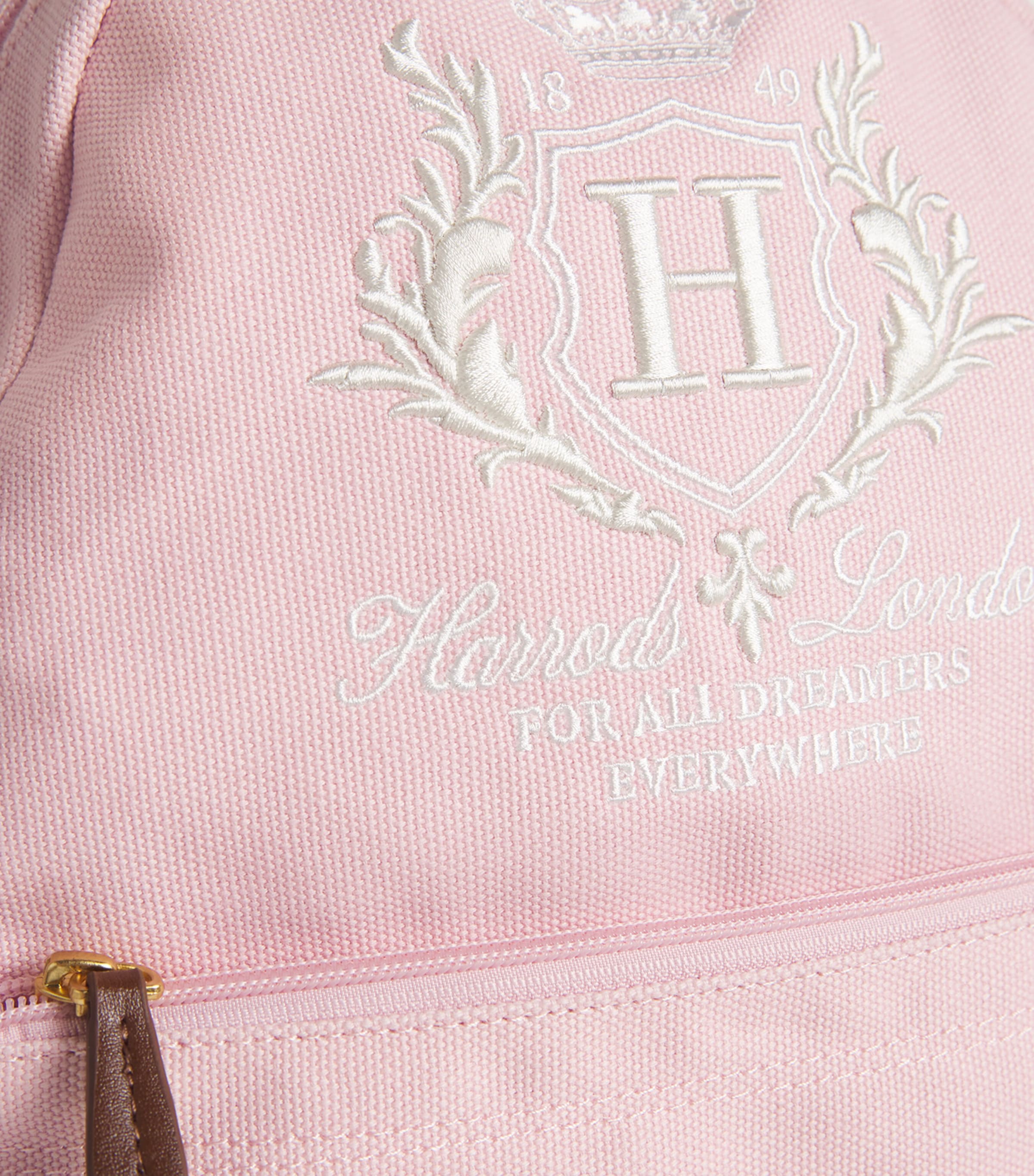 Cotton Embroidered Emblem Backpack PINK Image 4