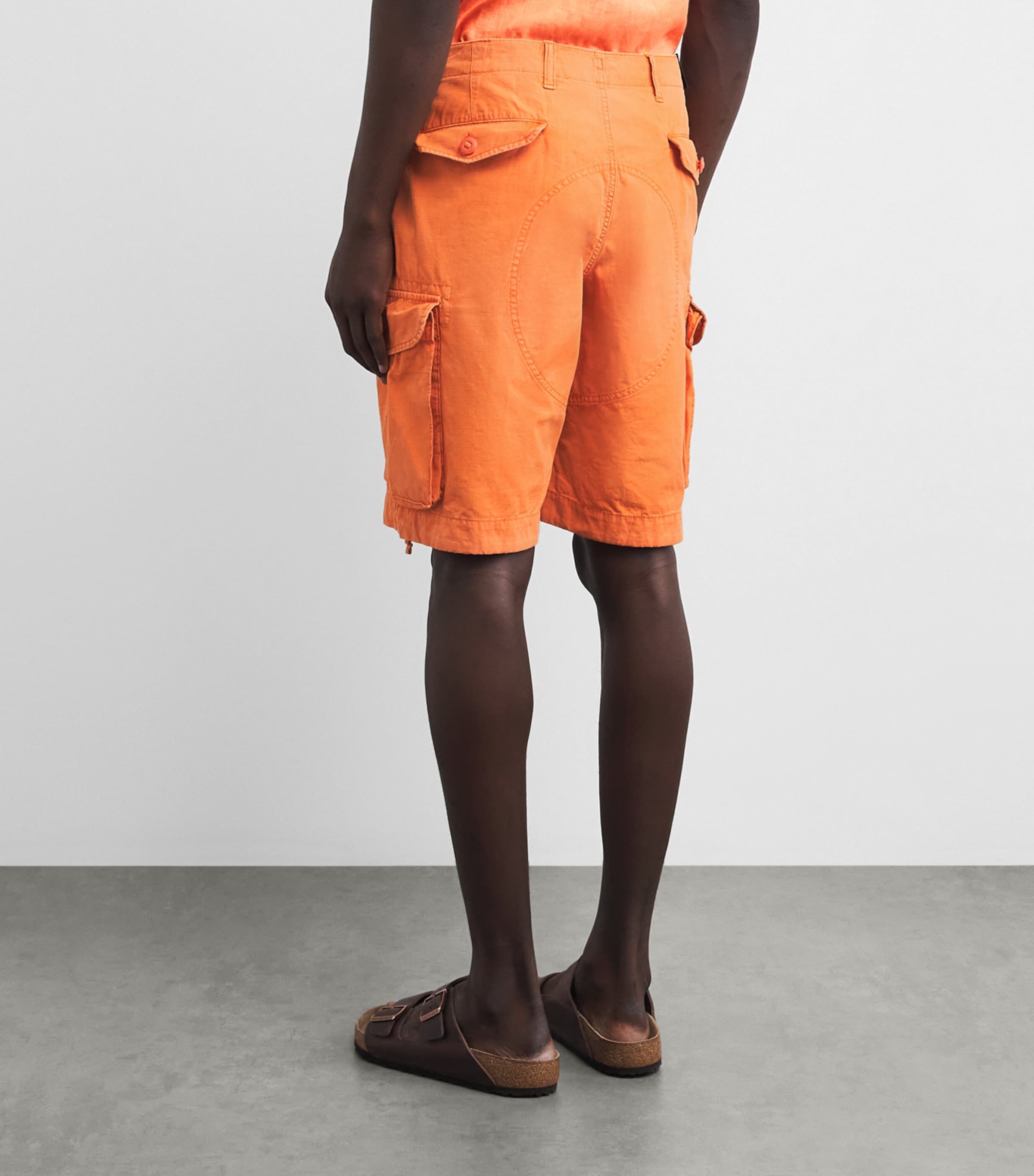 Polo Ralph Lauren Mens Cotton Cargo Shorts Washed Optic Orange Image 5