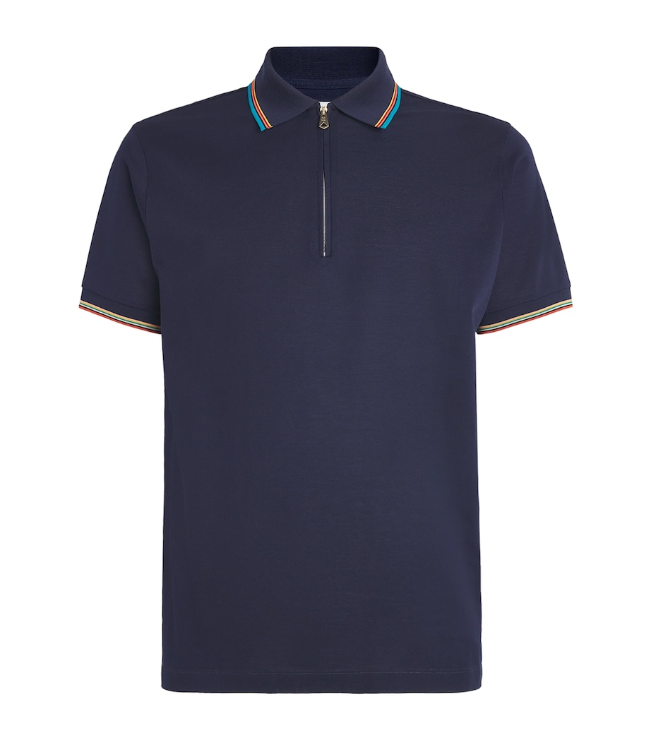 Cotton Signature Stripe Polo Shirt 49_VERY DARK NAVY Image 1