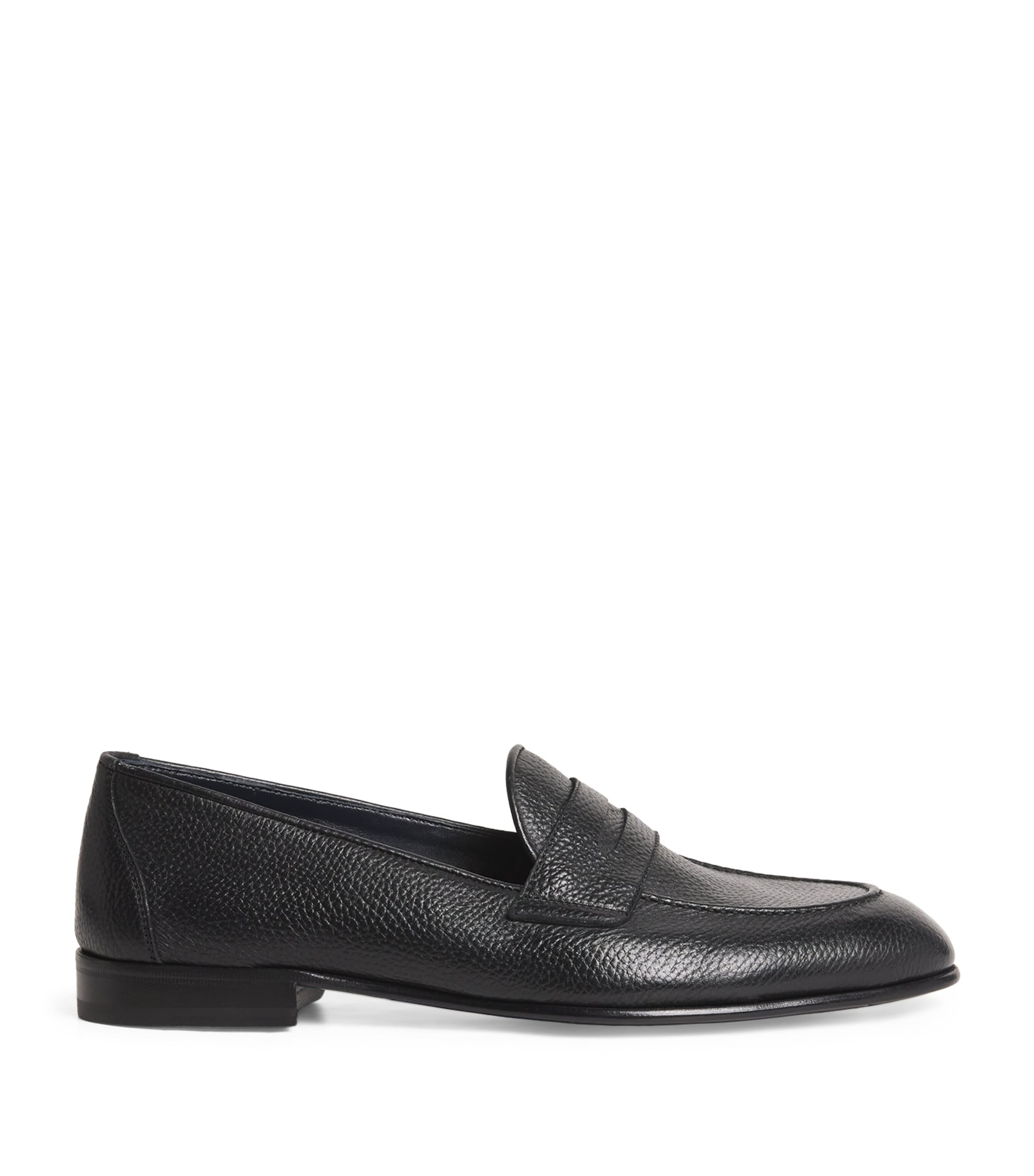 Brioni Leather Appia Loafers In Black