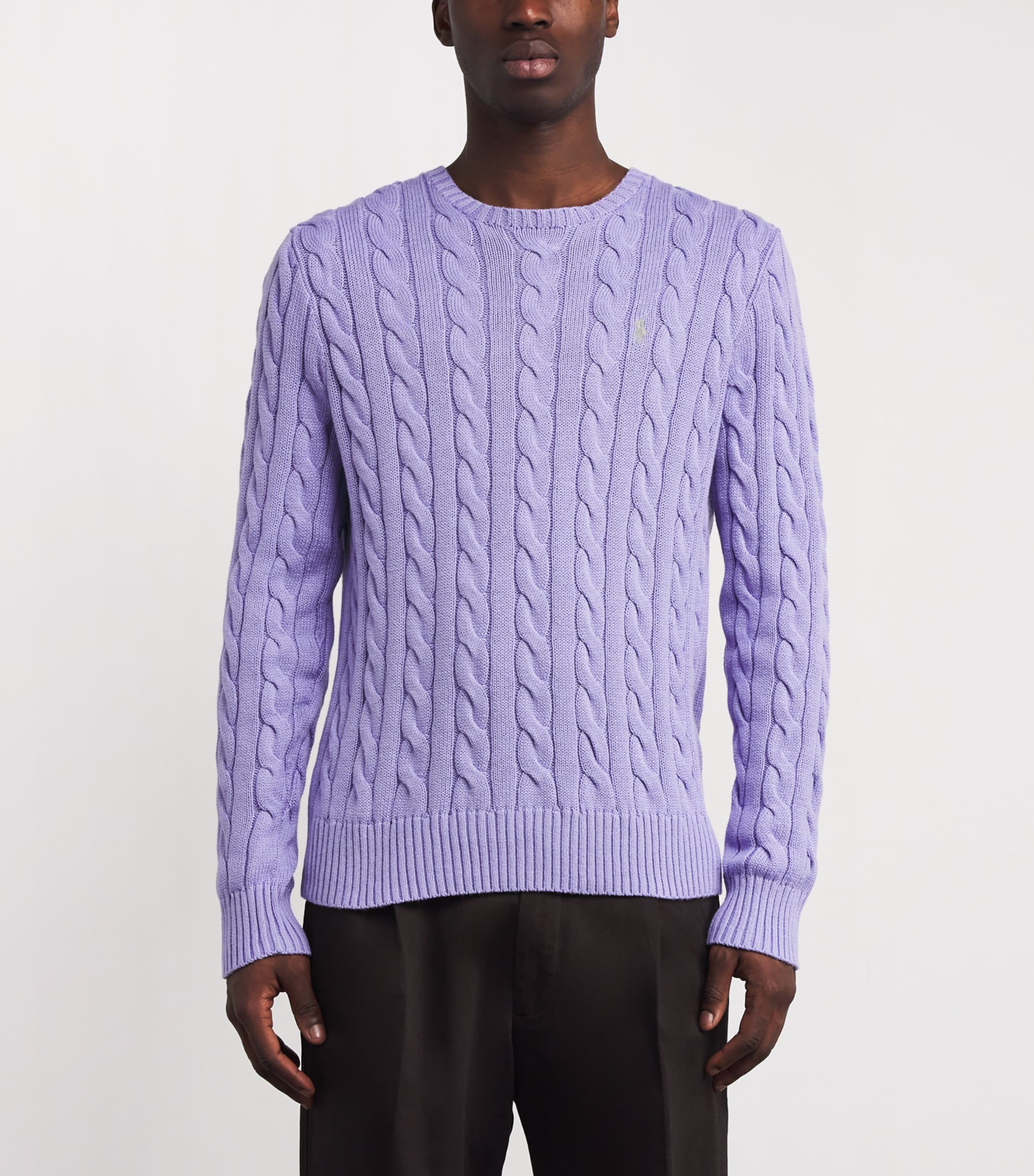 Cotton Cable-Knit Sweater SKY LAVENDAR Image 3