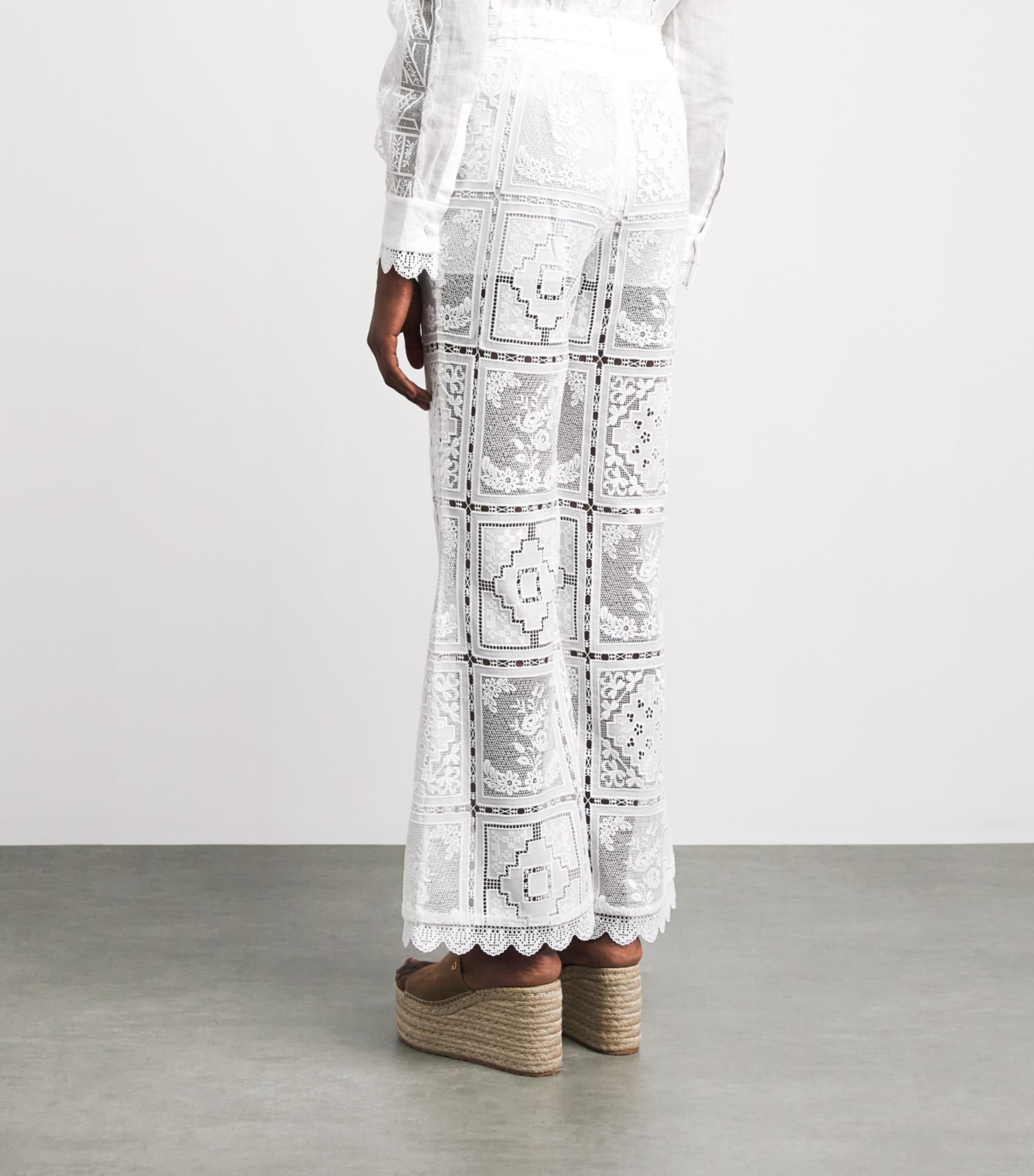 Zimmermann Womens Embroidered Aster Flared Trousers Ivo Ivory Image 5