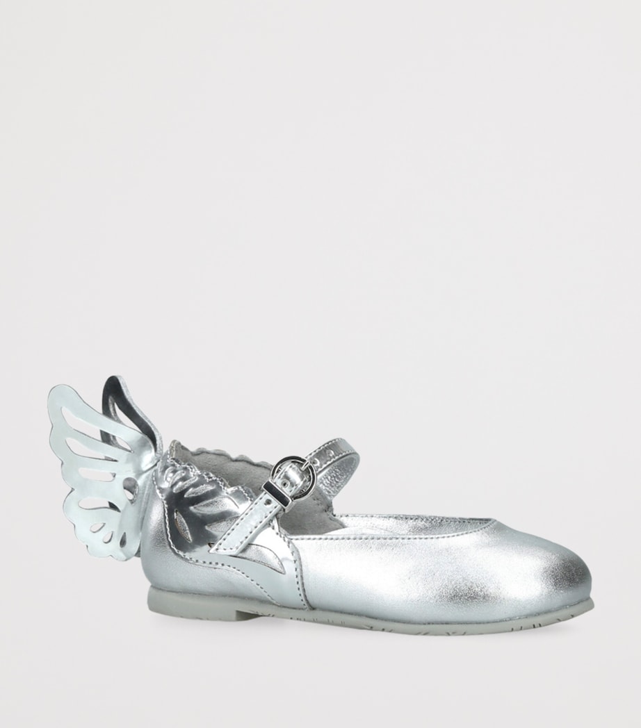 Sophia Webster Mini Leather Heavenly Ballet Flats Silver Image 3