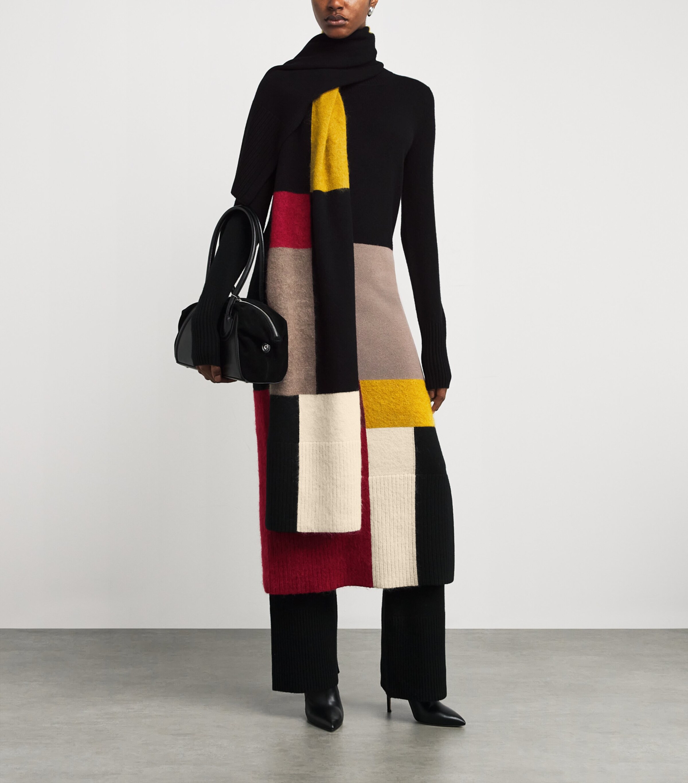 Merino Wool-Blend Overlay Midi Dress SMOKE COMBO Image 2