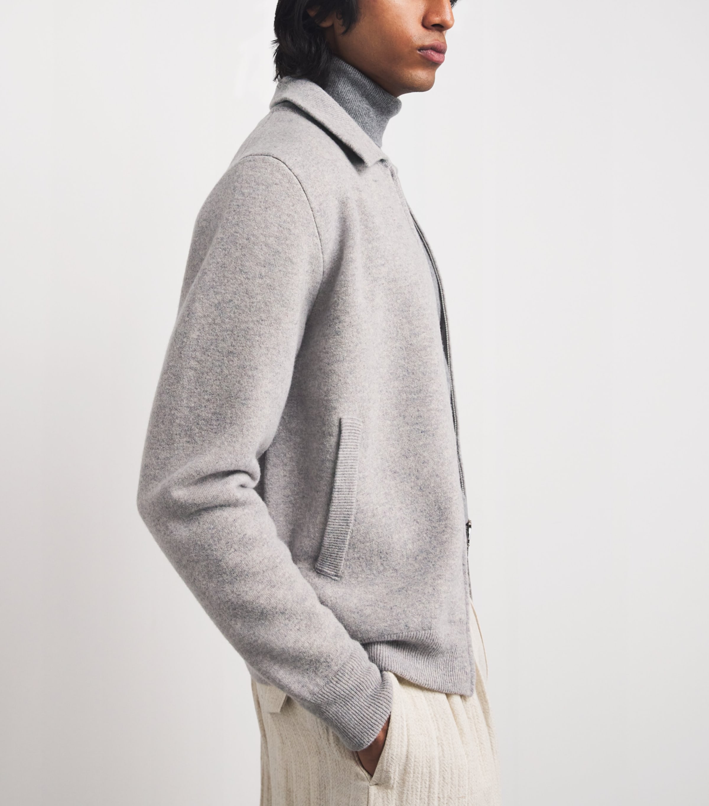 Wool-Blend Knitted Bomber Jacket 915BC Image 6