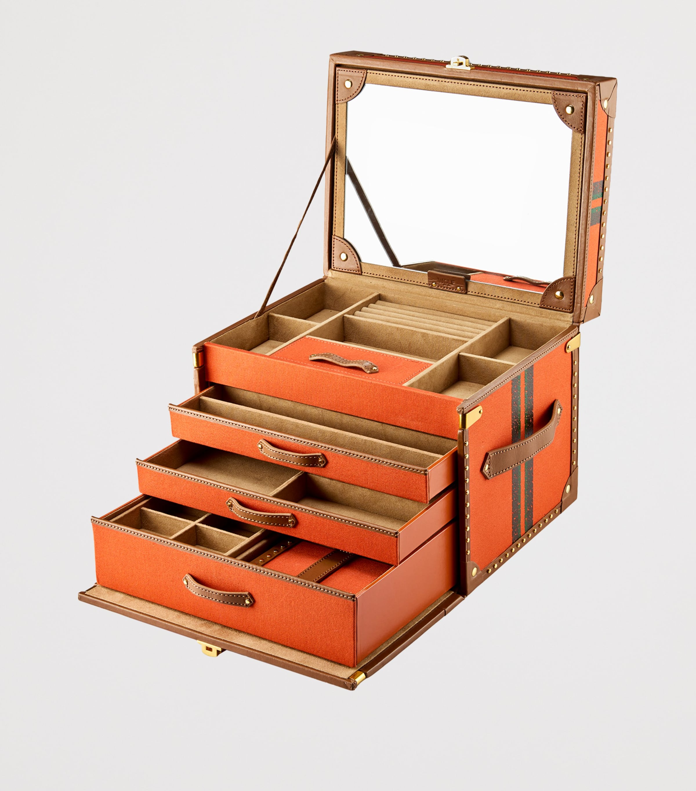 WOLF Canvas Ida Trunk Jewellery Box Orange Image 3