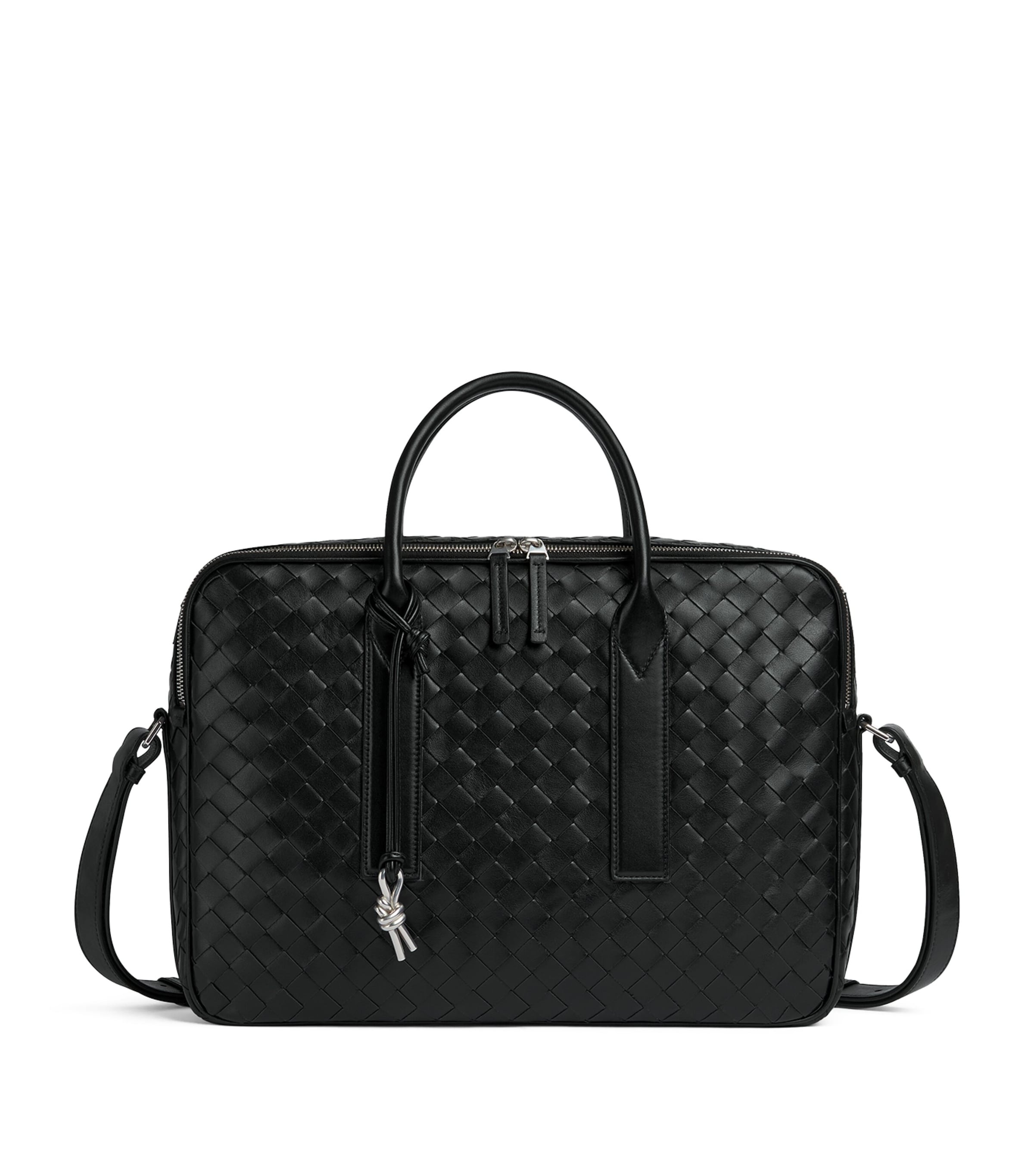 Bottega Veneta Leather Intrecciato Briefcase In Grey