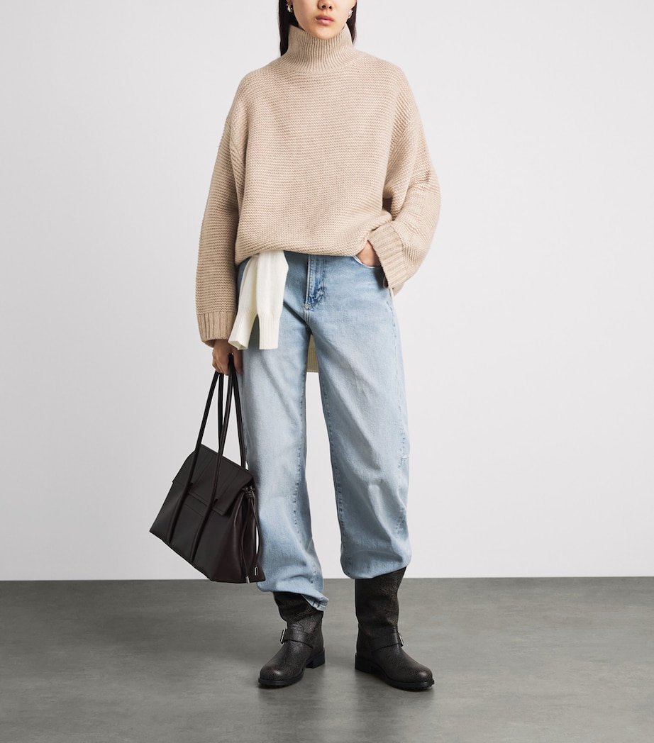 FRAME Womens Stretch-Wool The Links Rollneck Sweater Oatmeal Image 2