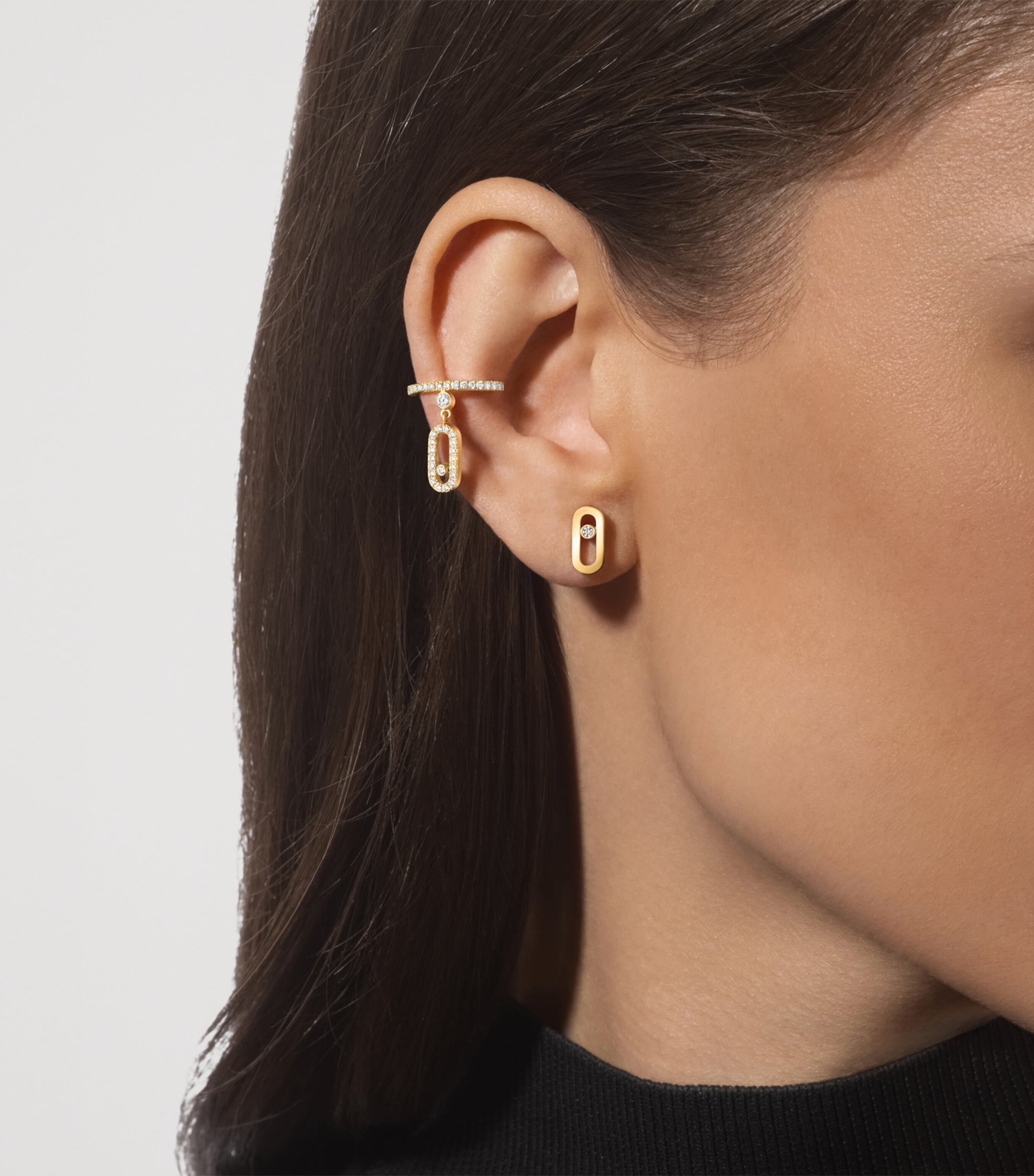 Messika Move Uno Yellow Gold and Diamond Single Drop Pendant Pavé Ear Cuff (0.24ct) Yellow Gold Image 2