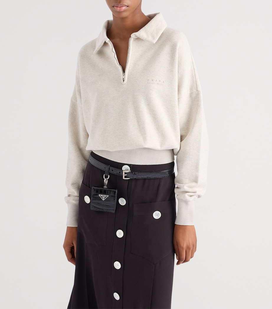 Prada Womens Cotton Half-Zip Sweatshirt Image 3