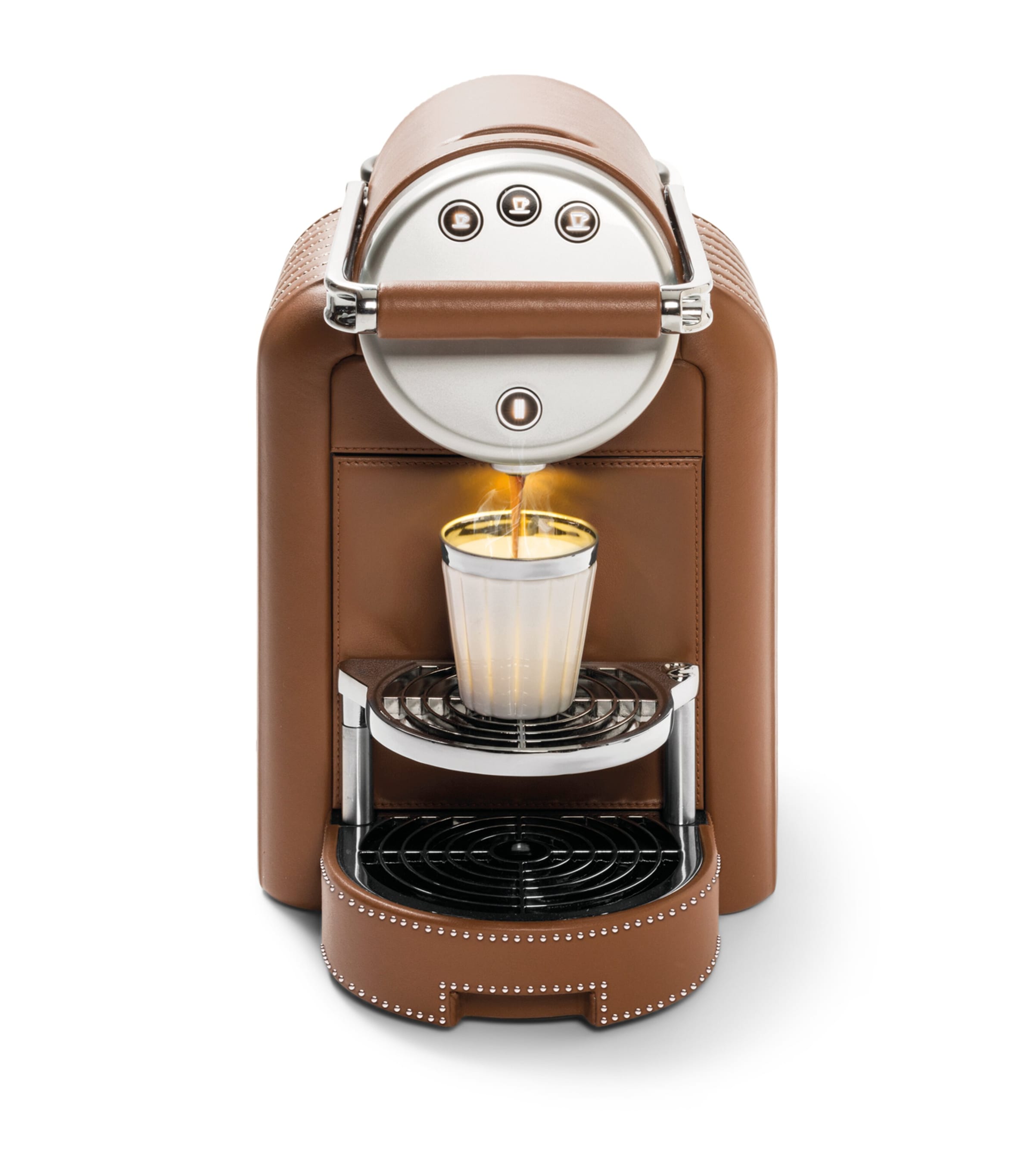 Giobagnara x Nespresso Leather Zenius Lines Coffee Machine Nappa Siena Image 4