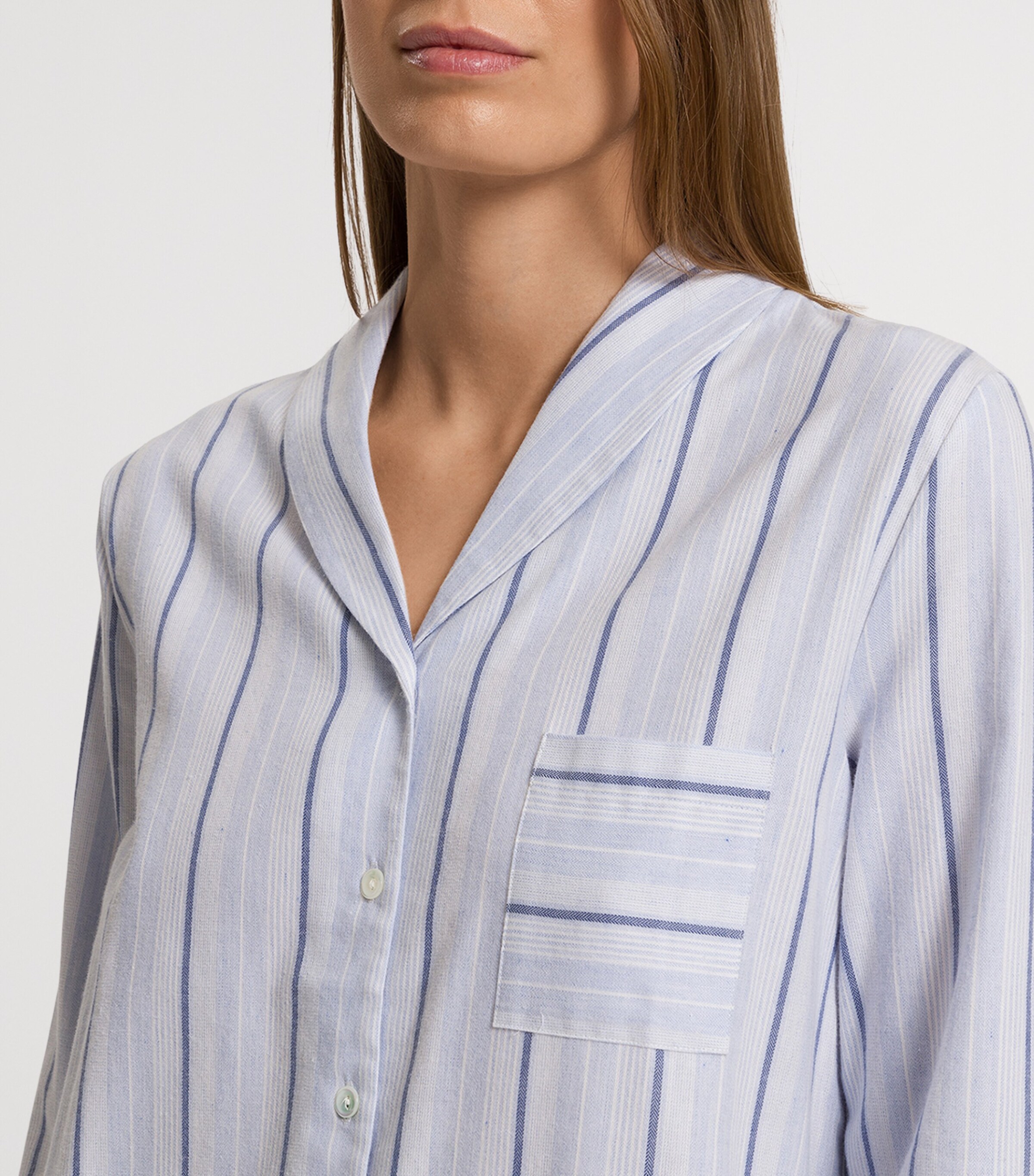 Cotton Stripe Pyjama Shirt POWDER BLUE STRIPE Image 6