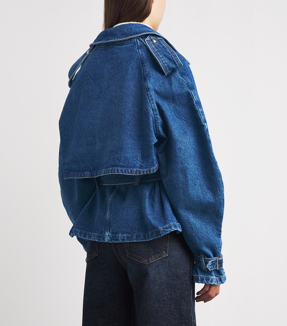 ANINE BING Womens Denim Pascale Trench Jacket Washed Blue Image 5