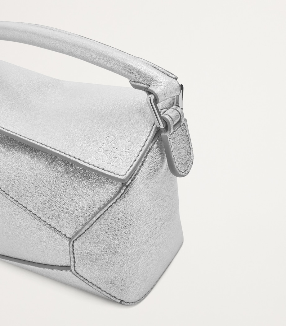 Mini Leather Puzzle Edge Top-Handle Bag SILVER Image 8