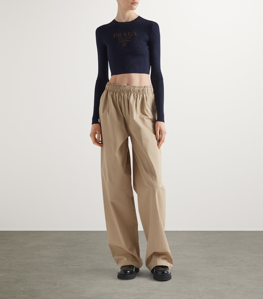 Silk Cropped Logo Sweater F0008 Image 2