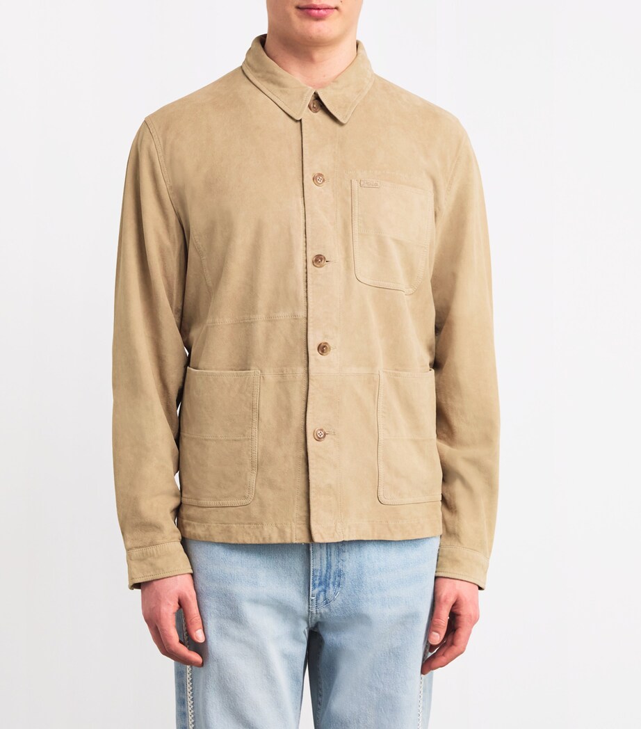 Polo Ralph Lauren Mens Suede Overshirt Beige/khaki Image 3