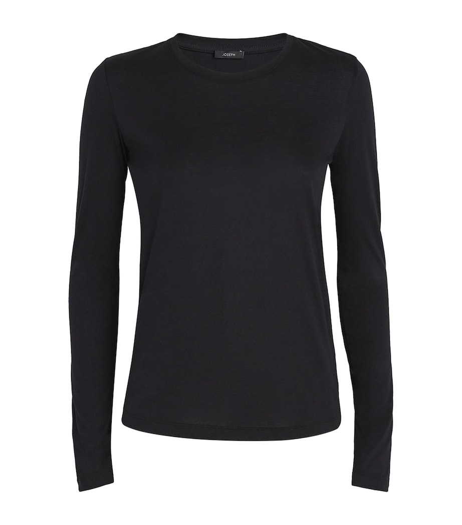 Cotton-Silk Long-Sleeve T-Shirt BLACK Image 1