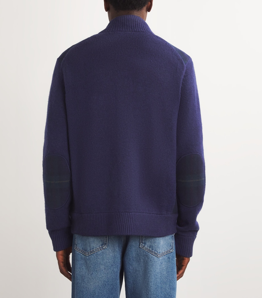 Polo Ralph Lauren Mens Wool Tartan Cardigan Blue Image 4