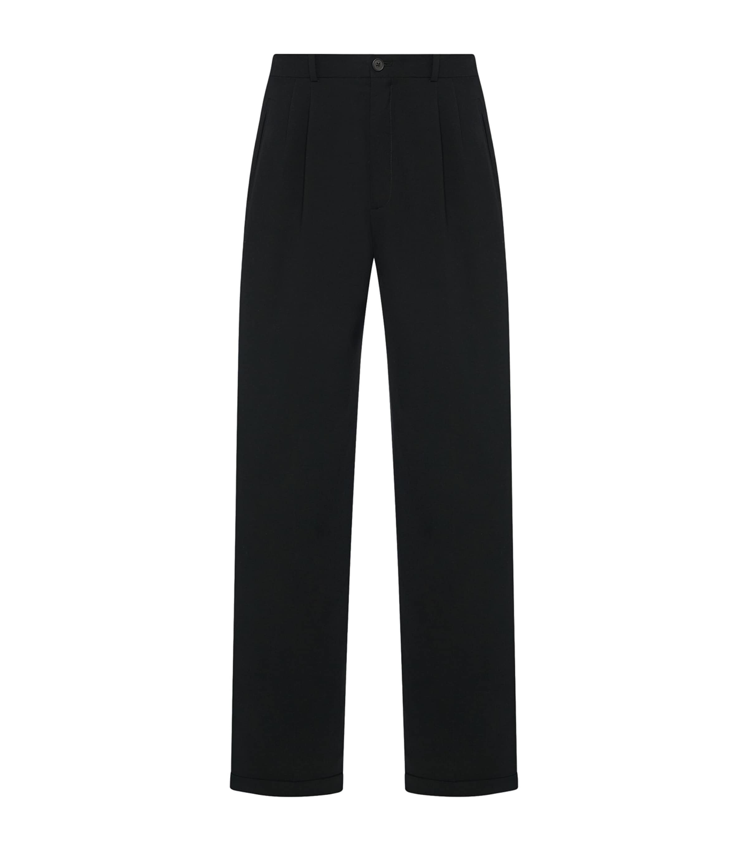 The Row Mens Tosca Wool Trousers Black Image 1