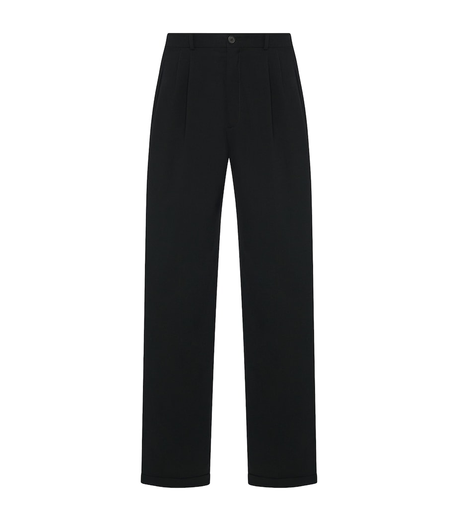 The Row Mens Tosca Wool Trousers Black Image 1