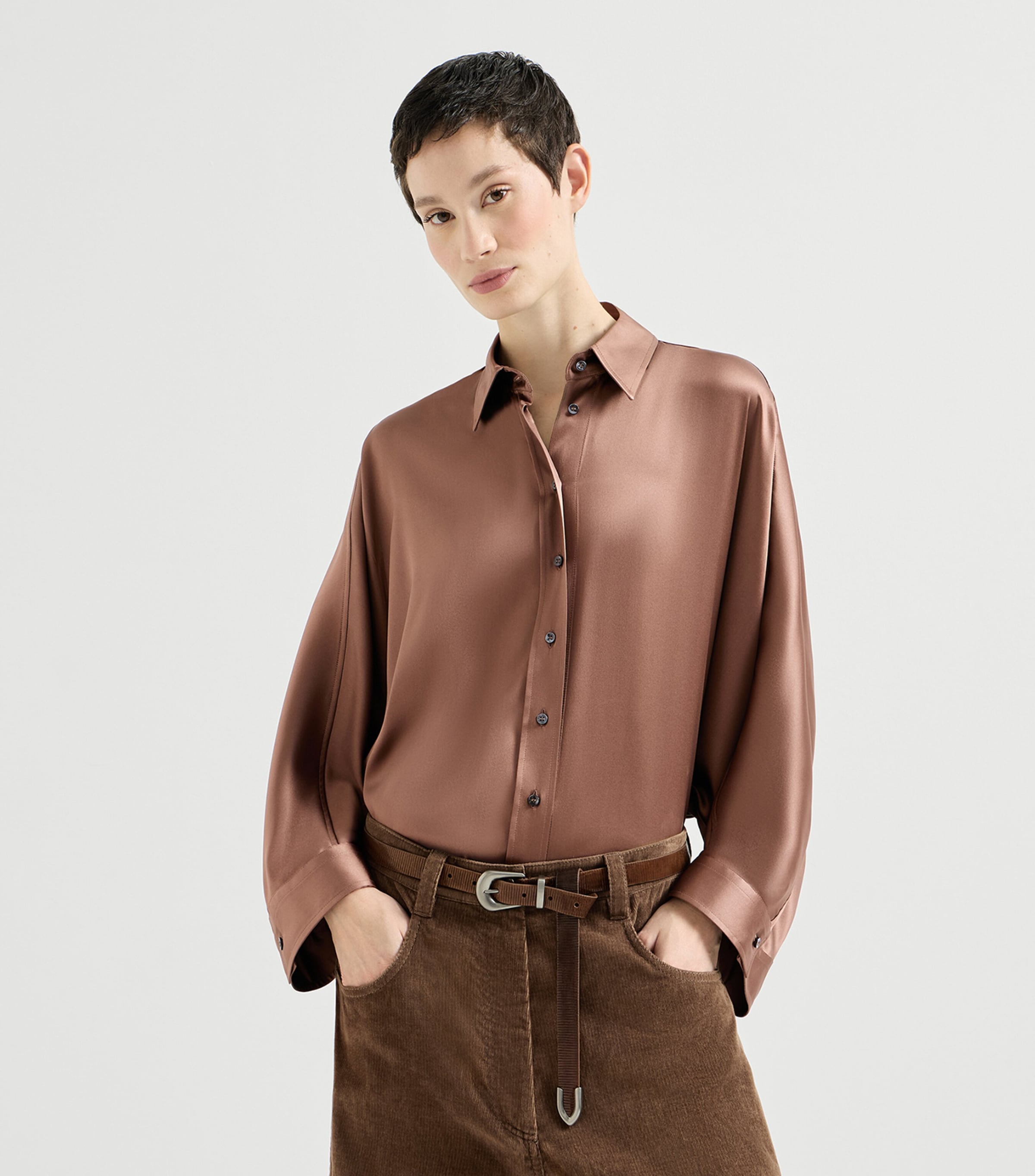 Brunello Cucinelli Womens Silk-Blend Shirt Image 2